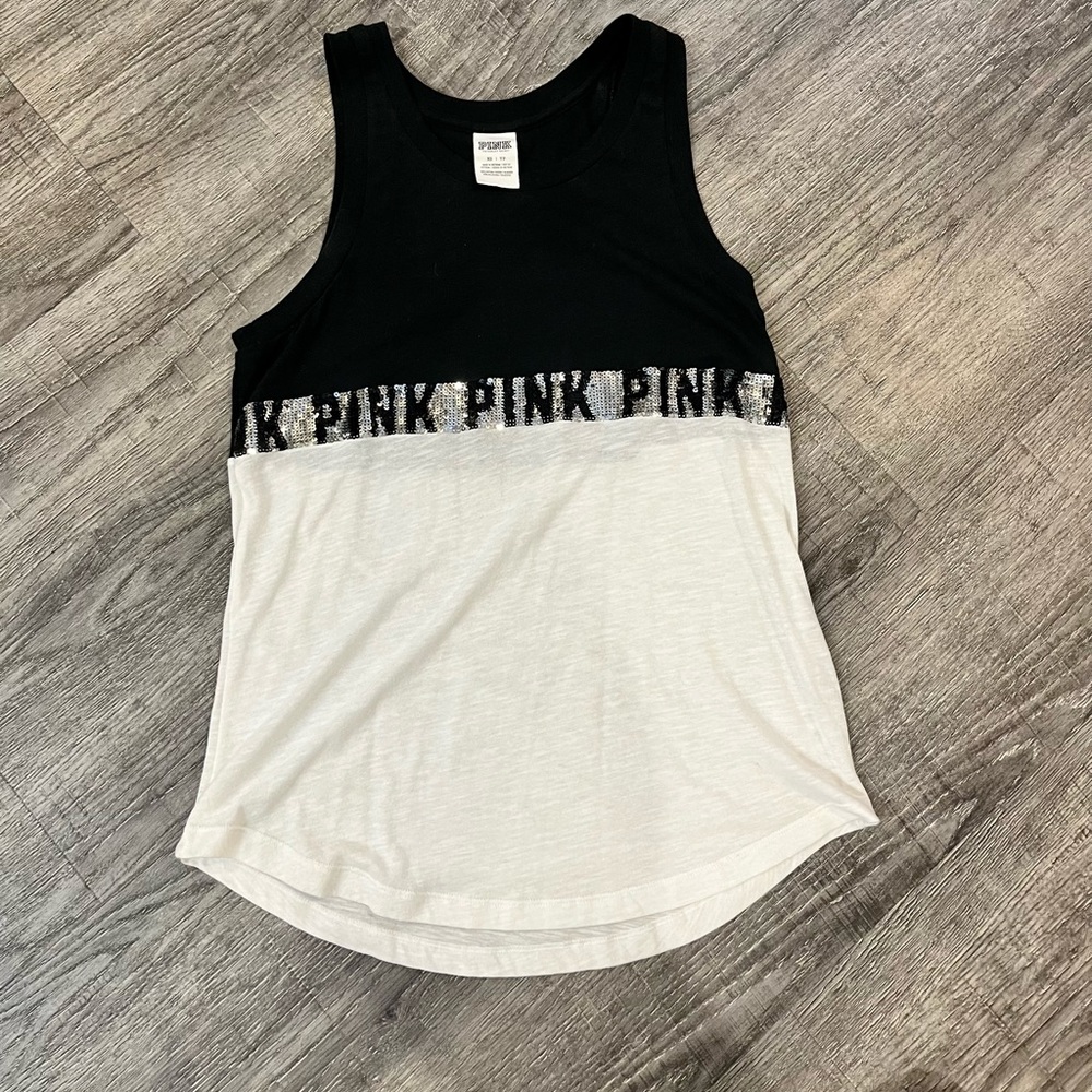 COPY - PINK Victoria’s Secret bling tank top. Black, white and silver in color.